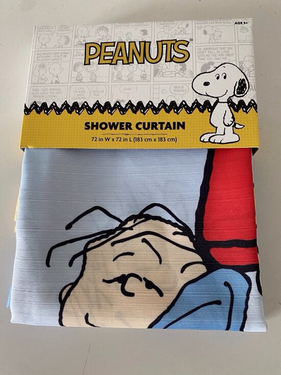 Peanuts SNOOPY & WOODSTOCK Biking Fabric Shower Curtain 2026  Peanuts Snoopy Woodstock Fabric Shower Curtain 72x 72‎ Doghouse Whole Gang NEW